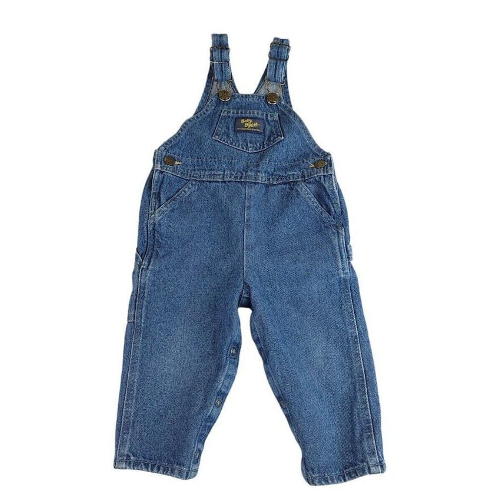 OshKosh Baby B'Gosh Denim Overalls Vintage 80s Carpenter Style Vestbak Size 18M